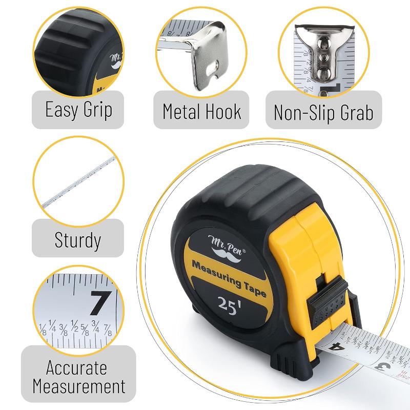 25-Foot Tape Measure with Fractions, Easy Read