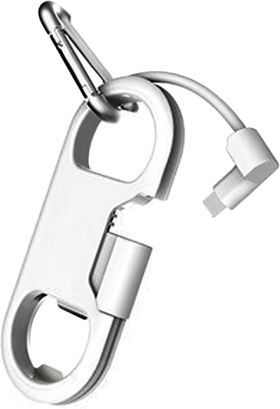 Portable Multifunction Keychain with Lightning Cable, Bottle Opener, and Carabiner