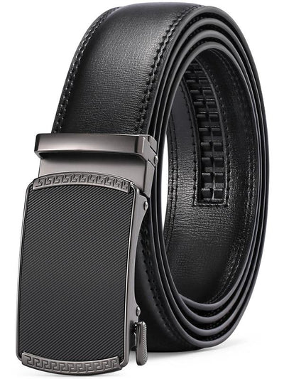 Men's Leather Belt - Automatic Ratchet Buckle Slide Belt-Trim to Fit with Gift Box