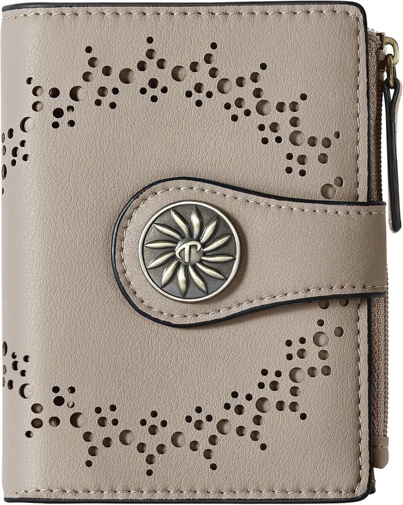 Women's Bifold Wallet – RFID Blocking Leather Card Holder with Zipper Coin Pocket