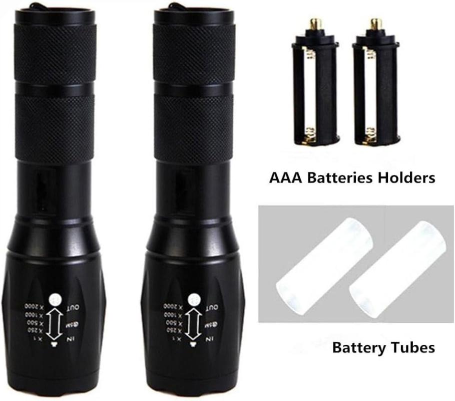 2 Pack Tactical Flashlights  Military Grade 5 Modes 3000 High Lumens Led Waterproof