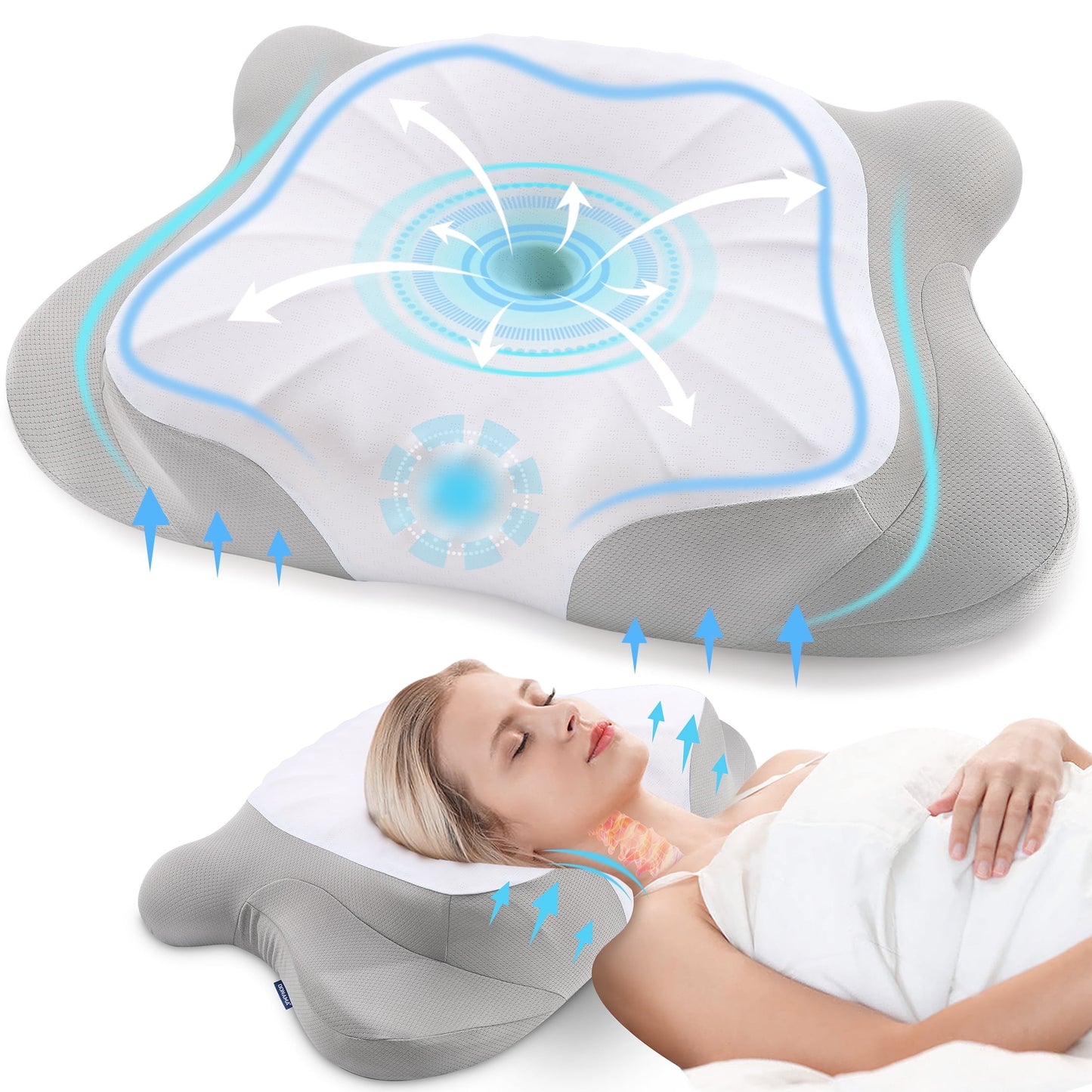 Memory Foam Cervical Pillow for Neck and Shoulder Pain Relief, Orthopedic Ergonomic Contour Back Support Pillow