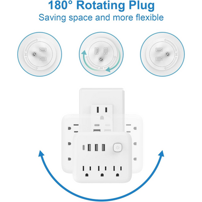 7-Port USB Power Strip with 180° Swivel Plug