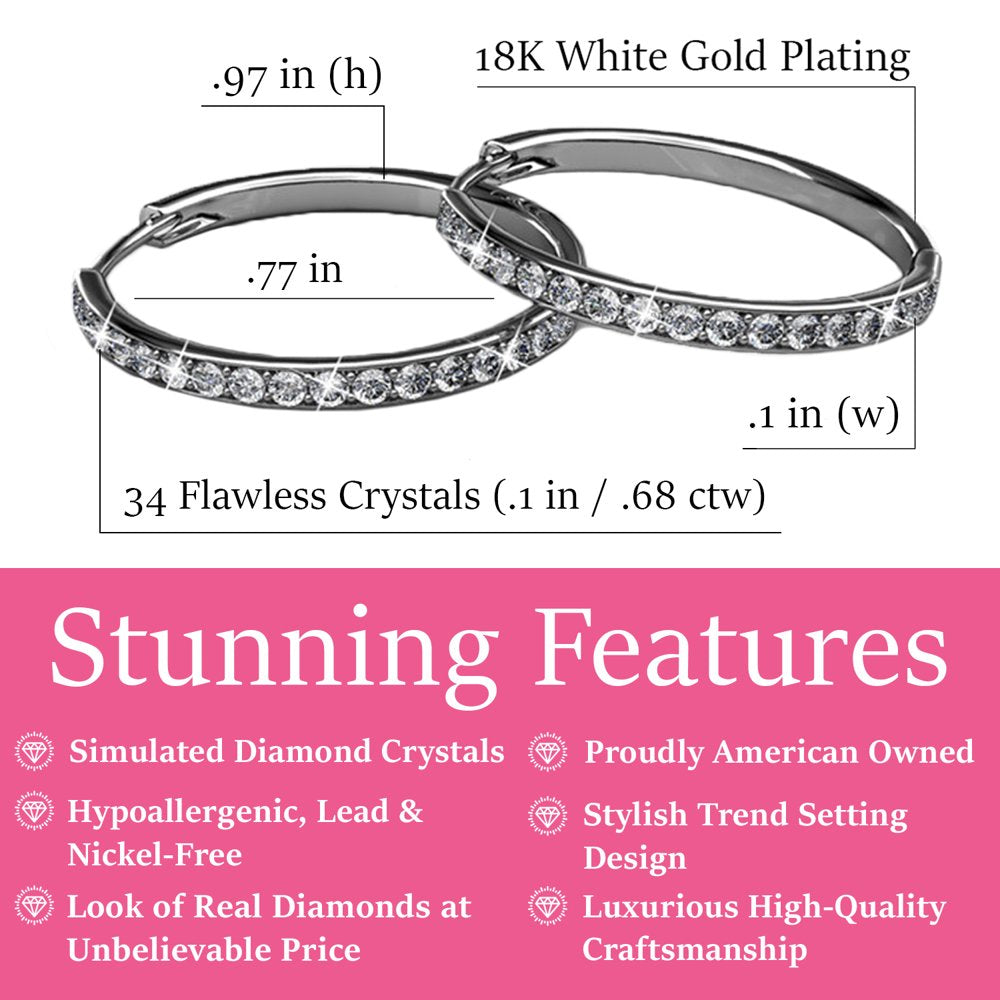 18K Gold Plated & Crystal Hoop Earrings