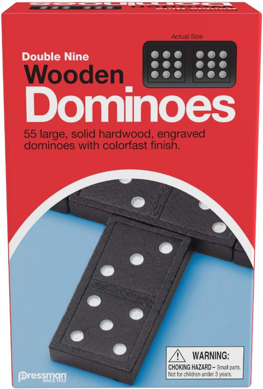 Double Nine Wooden Dominoes Set, 5" Classic Game