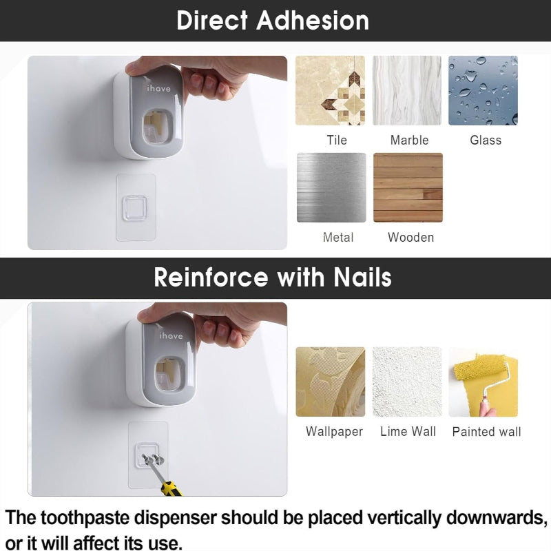 Wall-Mount Toothpaste Dispenser, Automatic Toothpaste Squeezer for Bathroom