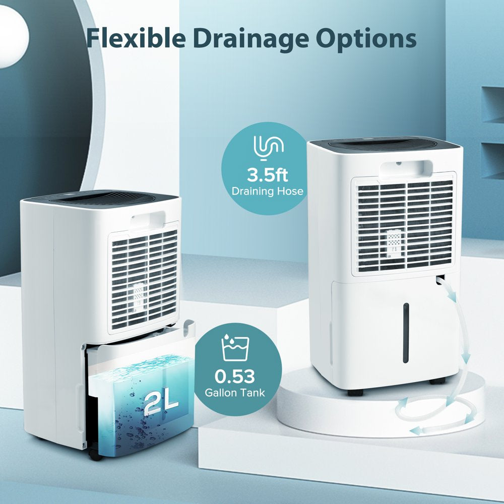 Dehumidifier with Drain Hose, 3Operation Modes, 24H Timer, Portable Dehumidifier