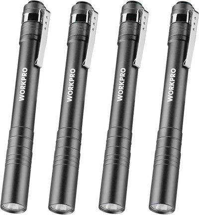 4 Pack LED Pen Lights, Aluminum Pen Flashlights with Clip - 2AAA Batteries Included