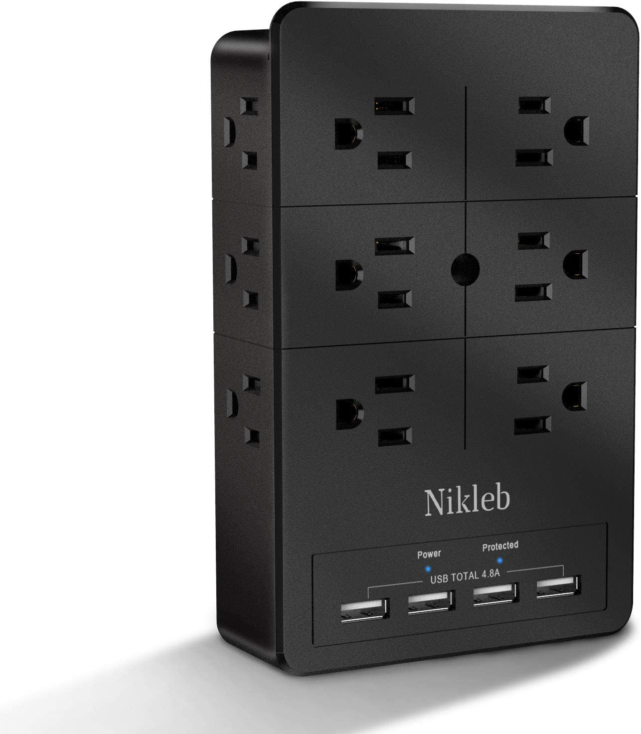Multi Plug Surge Protection Outlet, 12 Electrical Outlet Extender 3 Sided with 4 USB Charging Ports