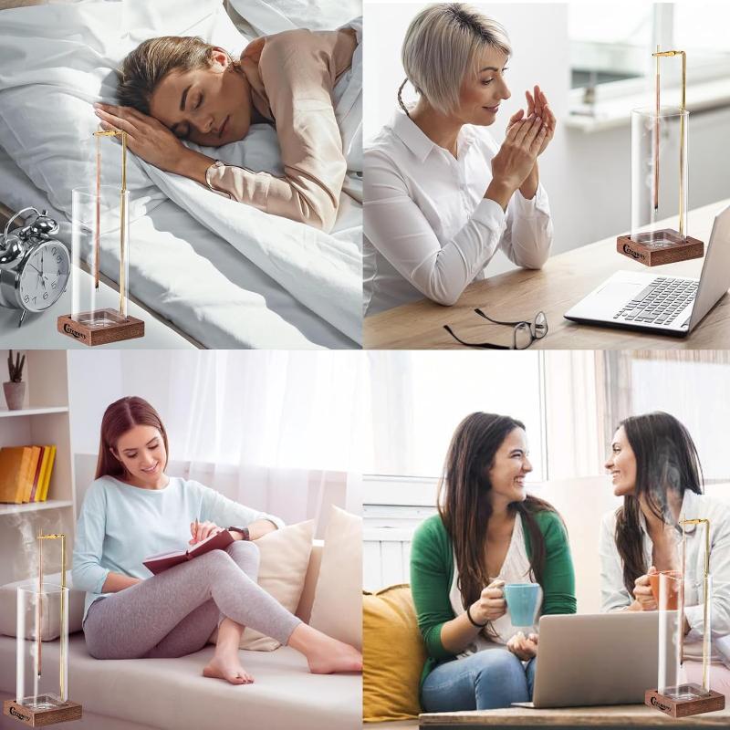 Ceremony Wooden Incense Holder for Sticks with Glass Ash Catcher - Includes 20 Incense Sticks and a Ash Brush