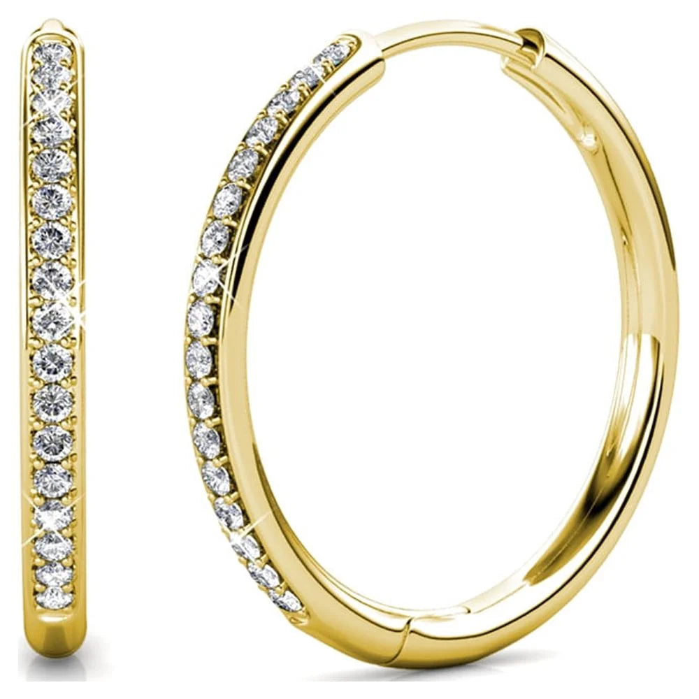 18K Gold Plated & Crystal Hoop Earrings