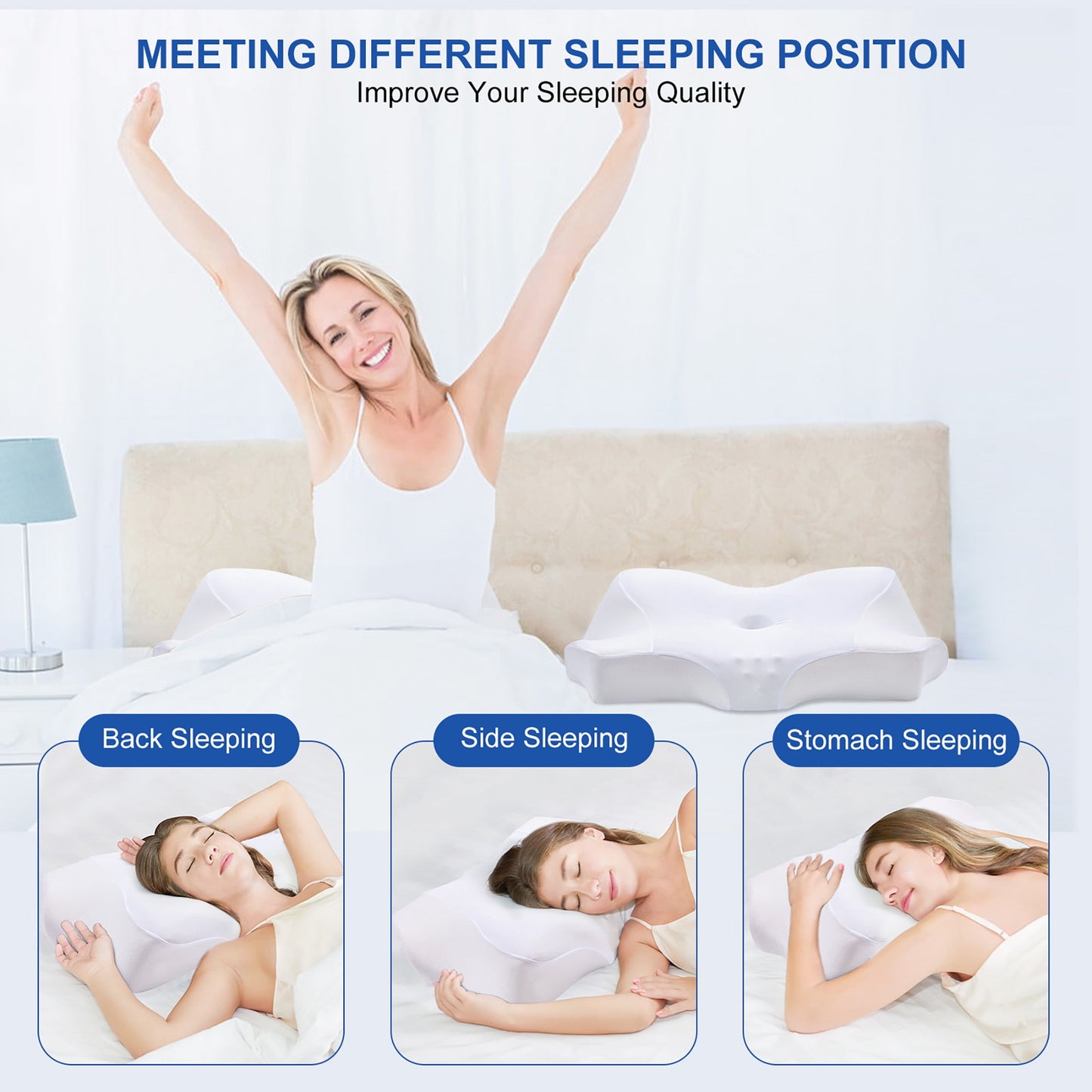 Memory Foam Cervical Pillow for Neck and Shoulder Pain Relief, Orthopedic Ergonomic Contour Back Support Pillow