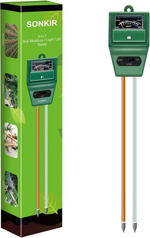 3-in-1 Soil Moisture/Light/pH Tester Gardening Tool - Soil pH Meter, MS02