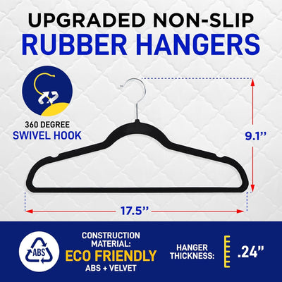 20 Pack Velvet Non-Slip Plastic Hanger Set - Space-Saving, Sleek Design, Smooth Velvet Finish, Lightweight Construction