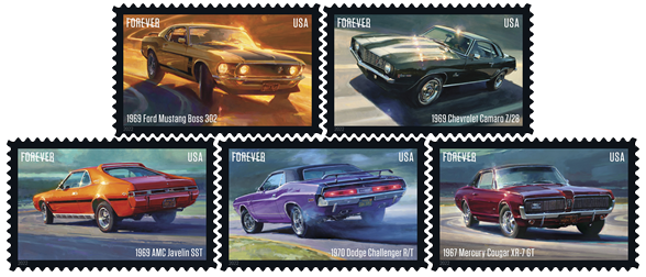 USPS Pony Cars Ford Mustang Forever Stamps - Booklet of 20 First Class Forever Stamps