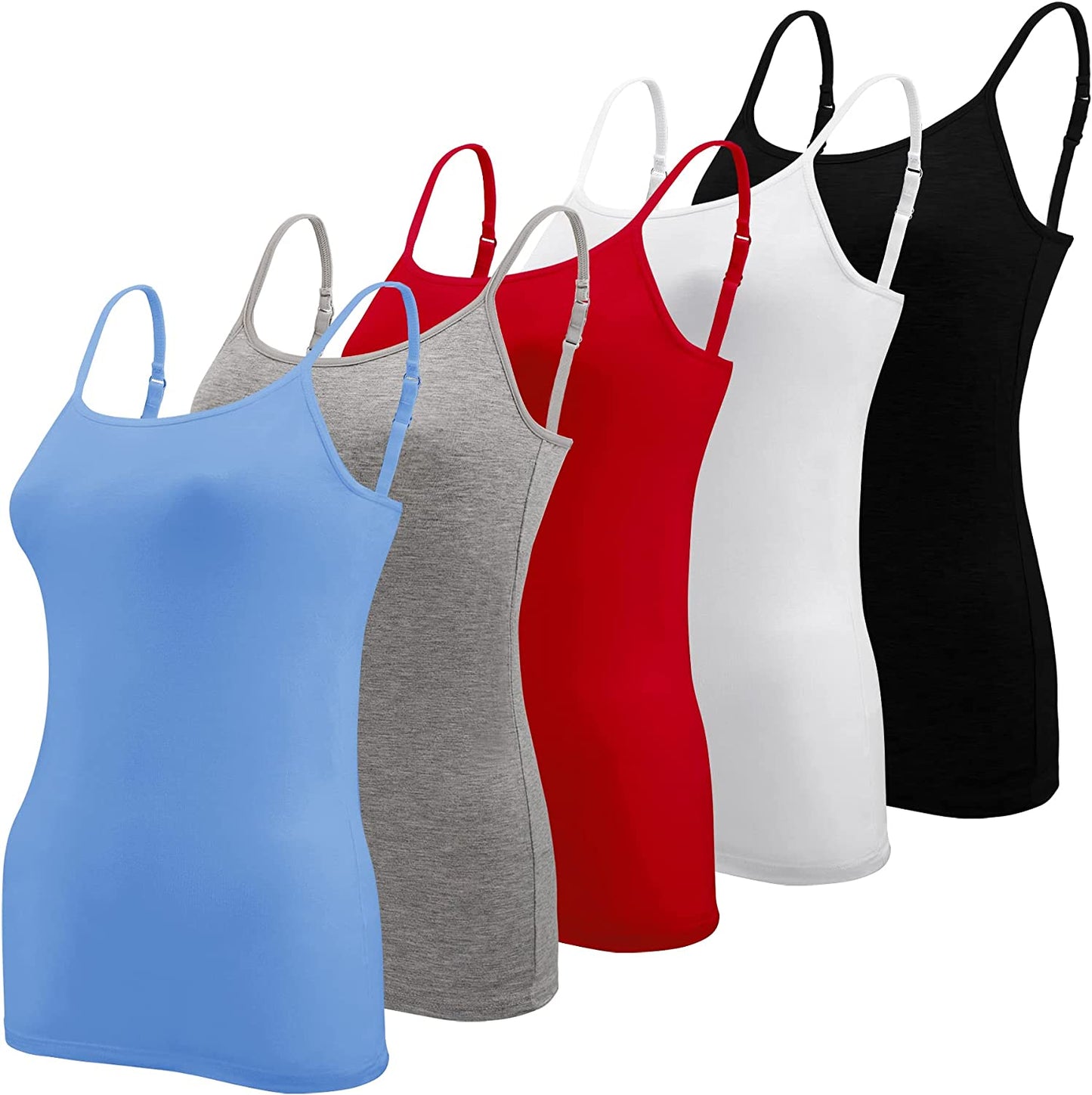 5 Pcs Women's Camisole Tank Top Undershirt Spaghetti Strap Basic Camisoles