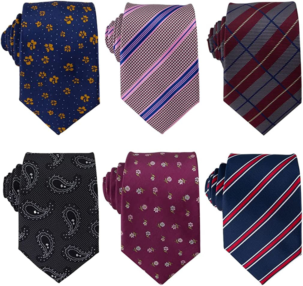 6 Pcs Men's Necktie Classic Silk Tie Woven Jacquard Neck Ties