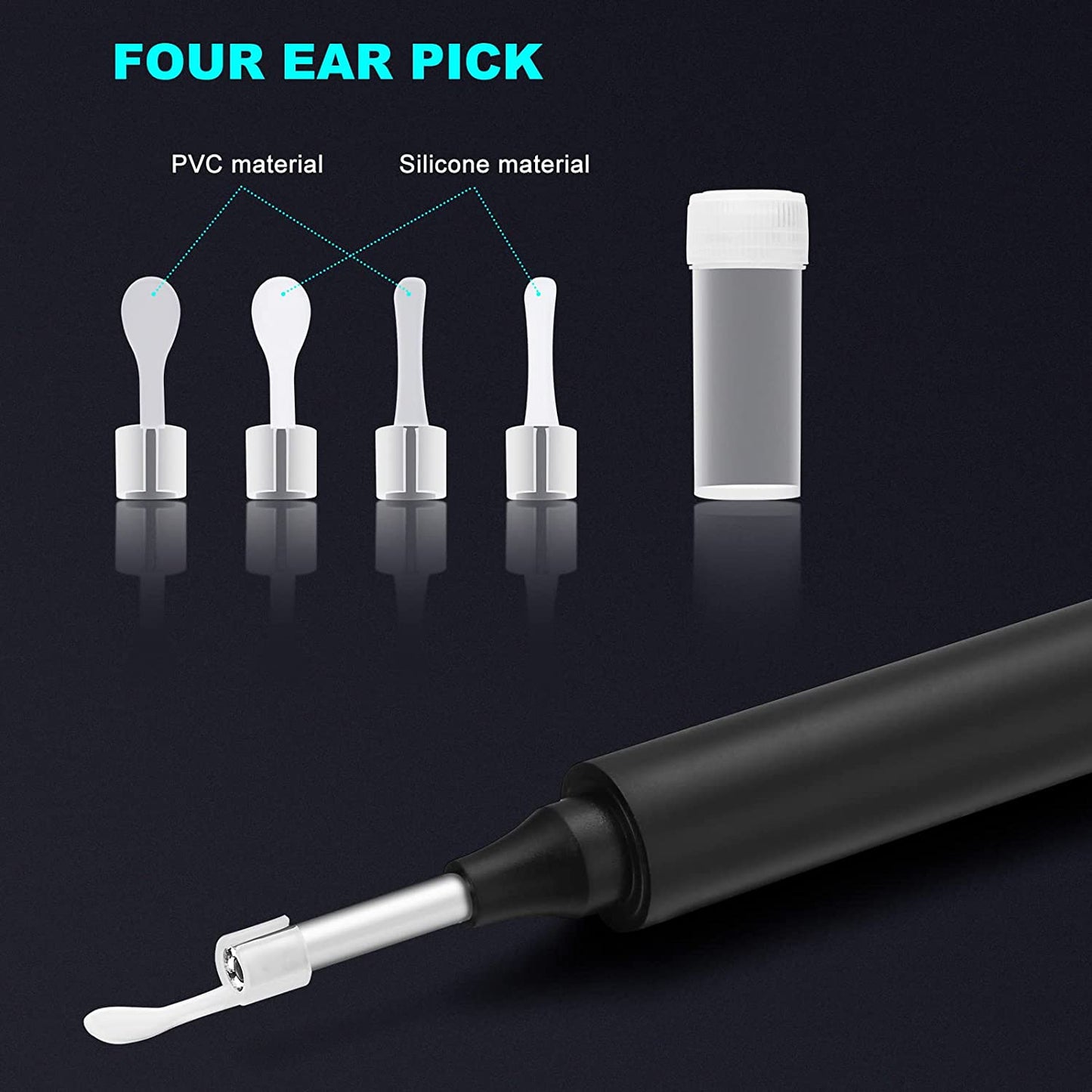 Ear Wax Removal Tool with Camera - Ear Cleaner Kit with 4 Ear Spoon - HD Wifi Visual Ear Wax Remover Kit Compatible Ios/Android - Improves Hearing or Ear Health Naturally for Kids, Adults