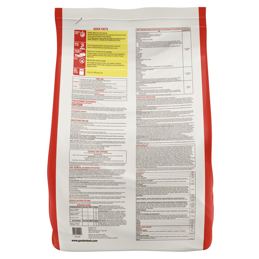Sevin Insect Killer Outdoor Lawn Granules, 20 Lb. - Treats up to 20,000 Sq. Ft