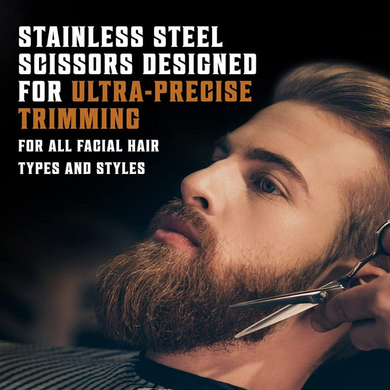 Beard Comb & Beard Brush Set for Men - Natural Boar Bristle Brush & Dual Action Pear Wood Comb W/Velvet Travel Pouch