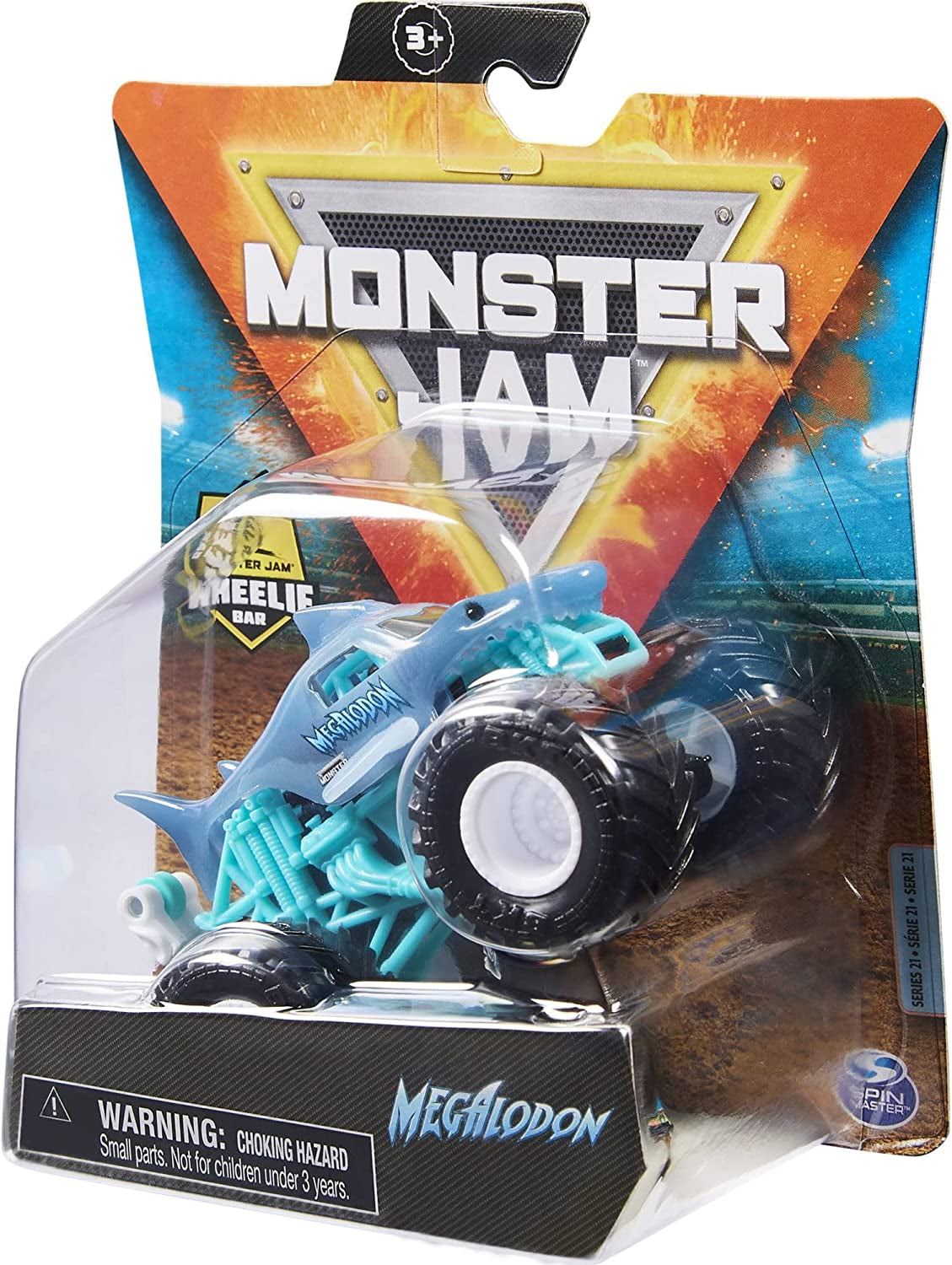 Monster Jam 2021 Spin Master 1:64 Diecast Monster Truck with Wheelie Bar: Shear Madness Megalodon