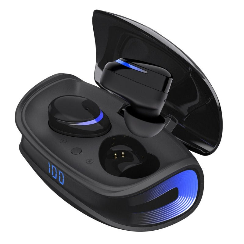 Bluetooth 5.0 Headphones IPX8 Waterproof, Hight-Fidelity Stereo Sound Quality in Ear Headset, Built-In Mic LED Charging Case & 21 Hours Playtime