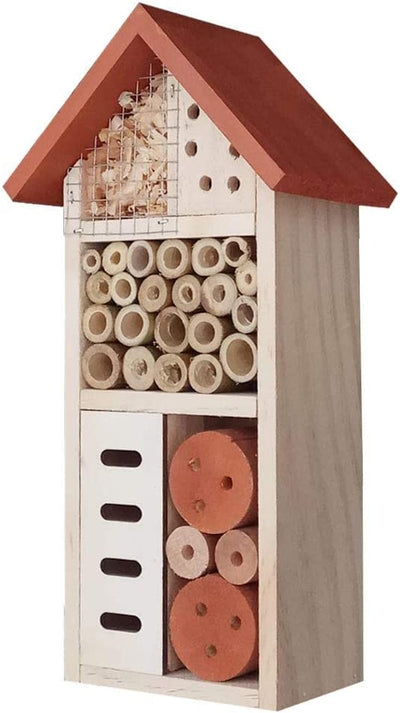 Wooden Insect House, Hanging Insect Hotel for Bee, Butterfly, Ladybirds, Beneficial Insect Habitat, Bug Hotel Garden, 10.4 X 3.4 X 5.4 Inch