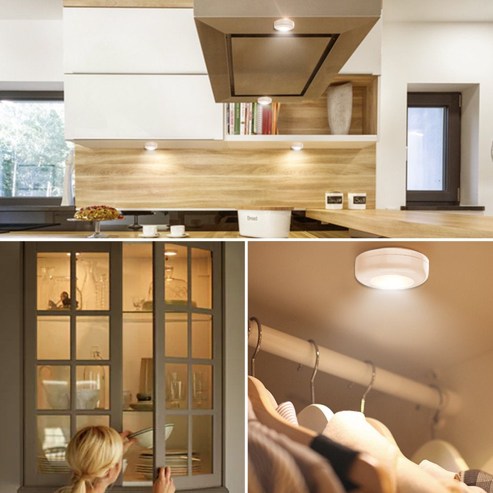 Puck Lights with Remote Elfeland 6 Pack Wireless LED Closet Lights under Cabinet Lighting Battery Operated under Counter Lighting Dimmable Night Lights Stick on Light(Warm White)