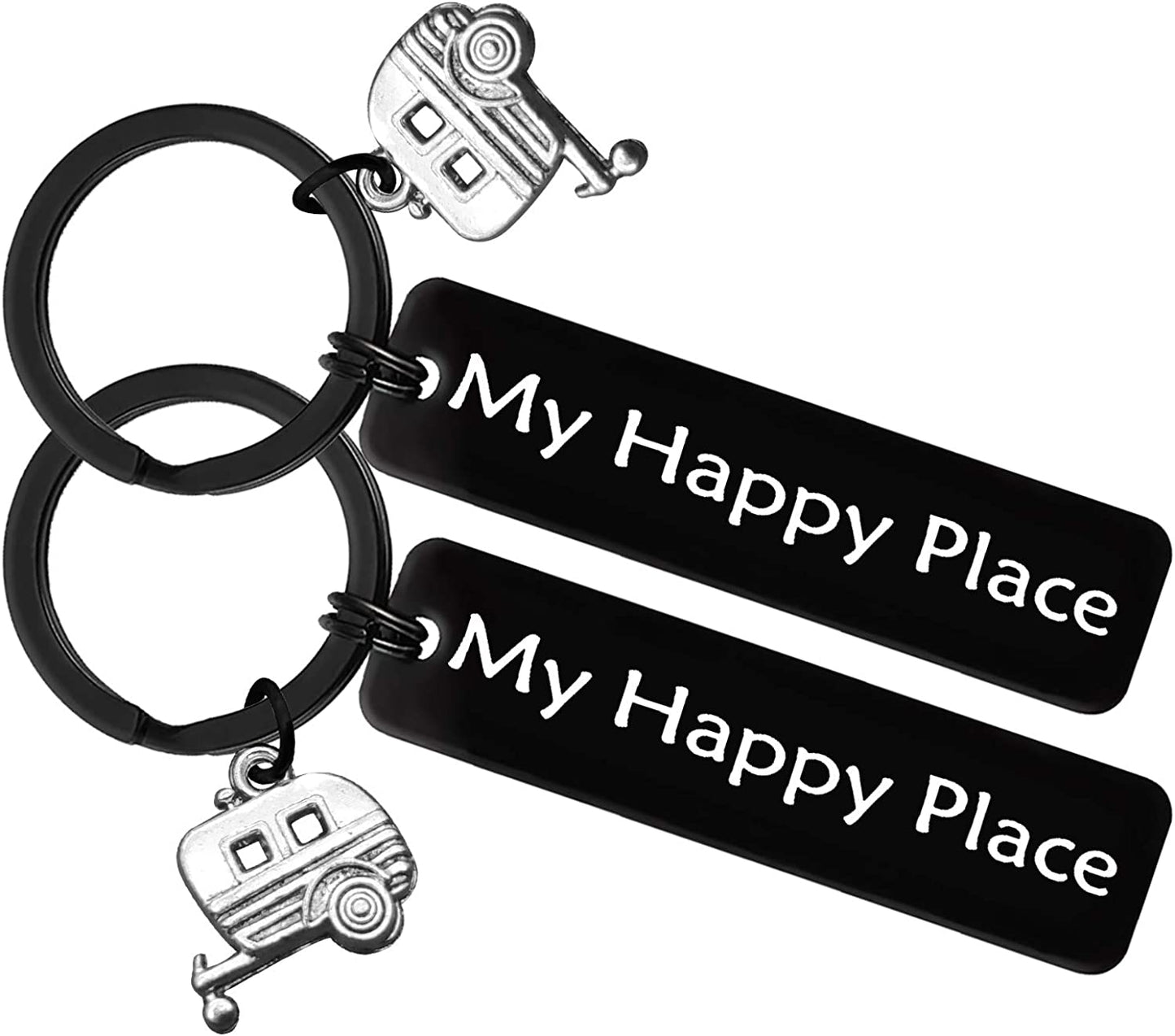 2pcs Happy Camper RV Keychain Camping Gifts for Men Women Camper Trailer