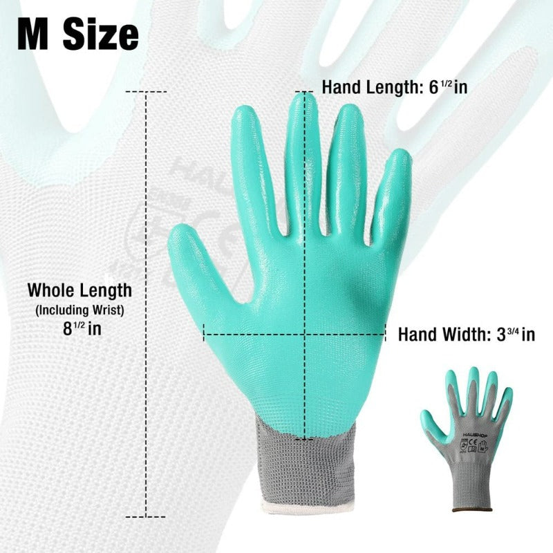 6 Pairs Garden Gloves for Women, Nitrile Coated Working Gloves, for Gardening, Restoration Work