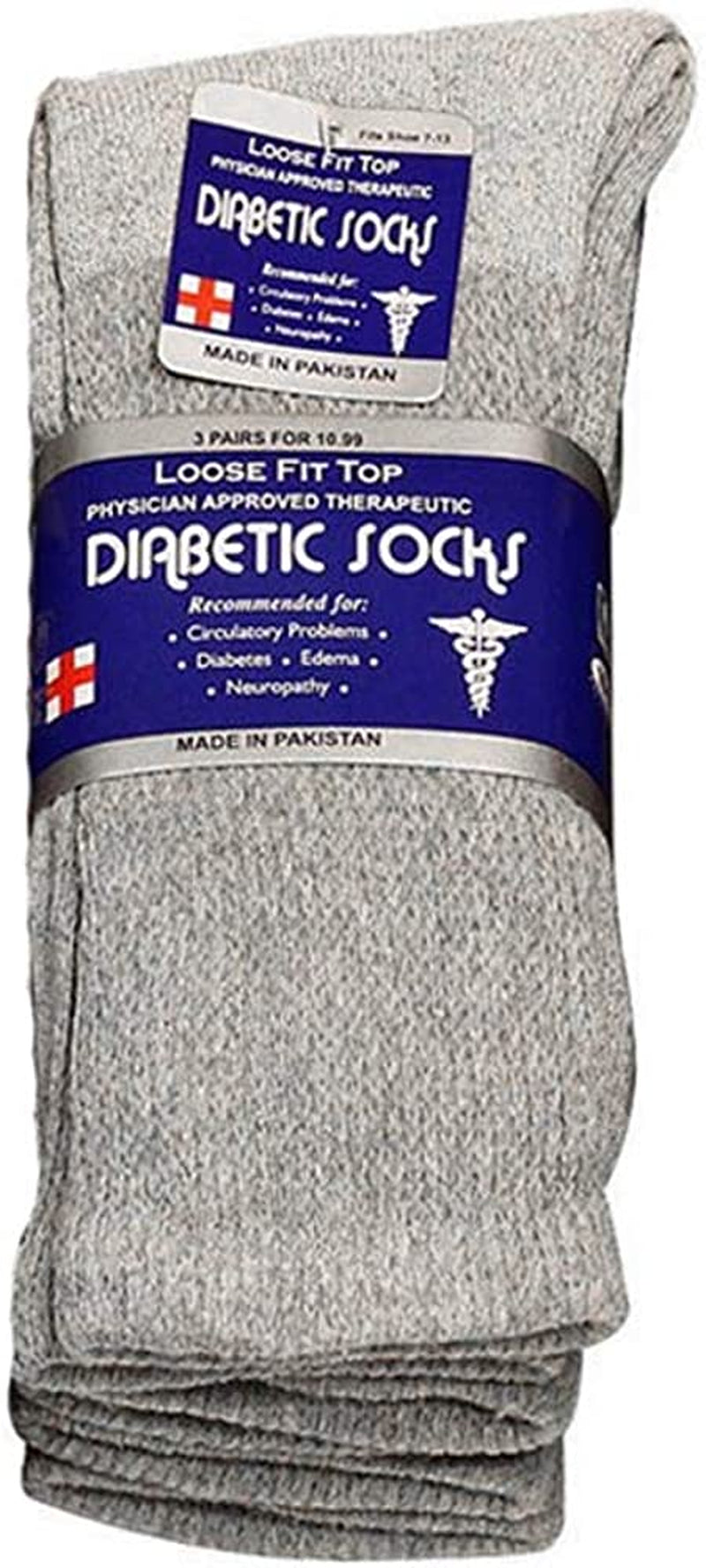 Physicians Approved Diabetic Socks Crew Unisex 3, 6 or 12-Pack