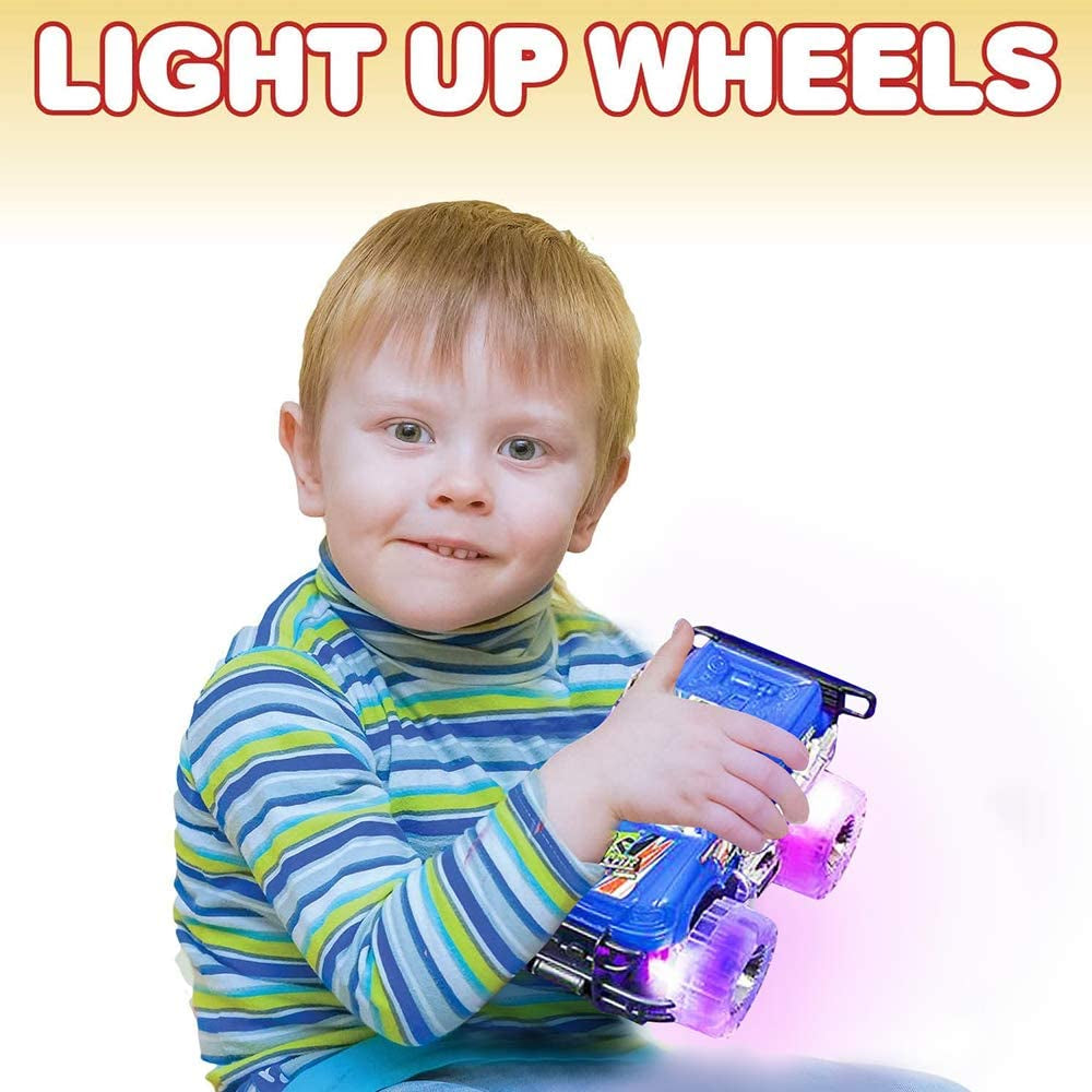 Light up Monster Truck Set for Boys and Girls by Artcreativity - Set Includes 2, 6 Inch Monster Trucks with Beautiful Flashing LED Tires - Push N Go Toy Cars Fun Gift for Kids - for Ages 3+