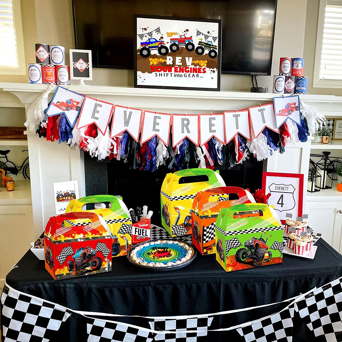12 PCS Monster Trucks Party Favor Boxes Monster Trucks Party Supplies Monster Trucks Party Favors Monster Trucks Tablecloth Monster Trucks Birthday Decoration