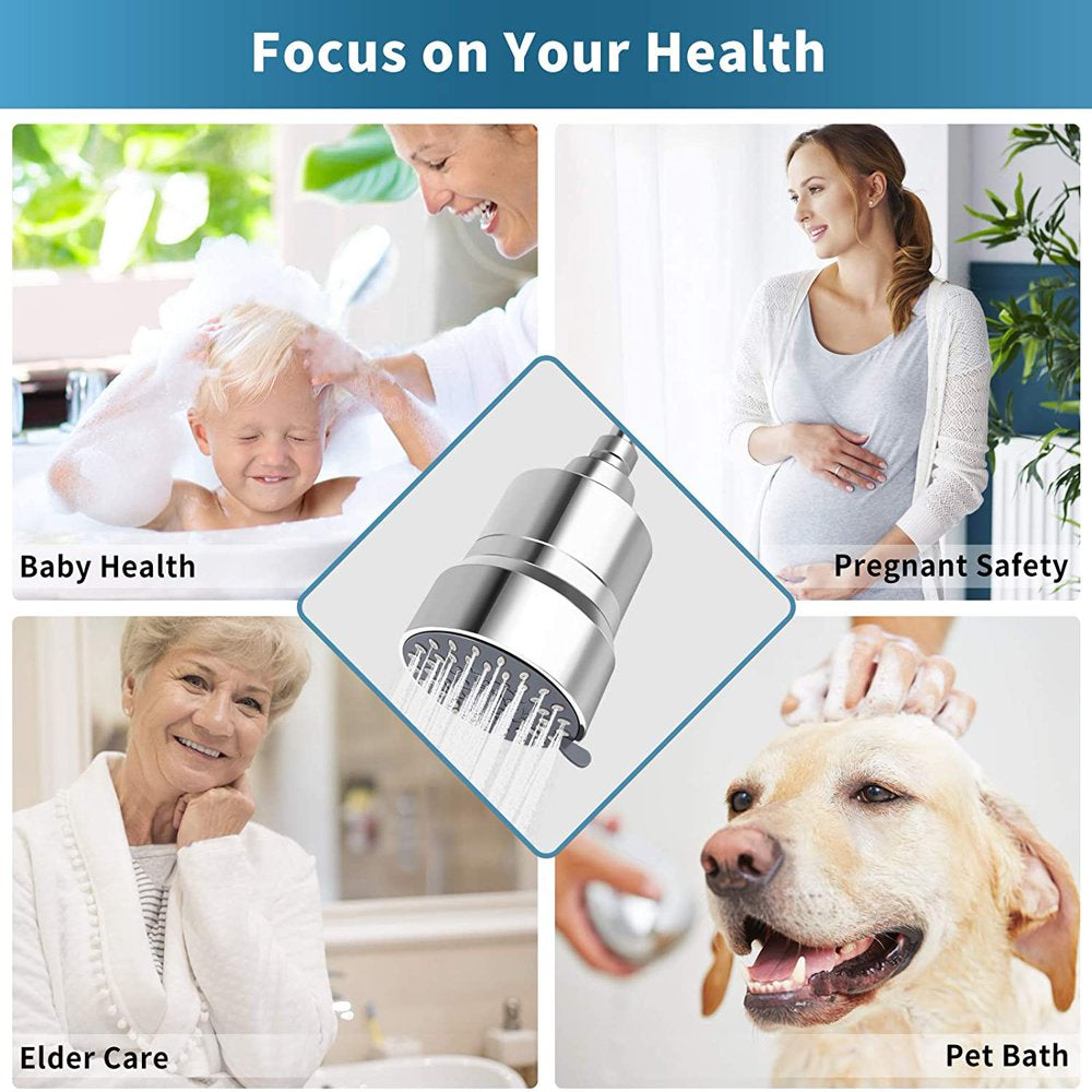 High Pressure Shower Head Filter, 2-In-1 15 Stages High Output Hard Water Softener Showerhead with Filter Cartridge