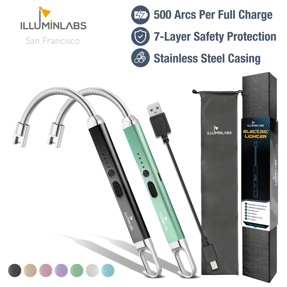 2 Pack USB Rechargeable Candle Lighters with Flexible Neck, Windproof Flameless Plasma Lighters