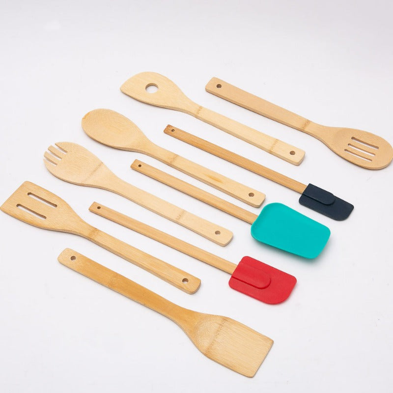 9 Pieces100% Natural Bamboo Tool and Gadgets  Utensil Set for Cooking