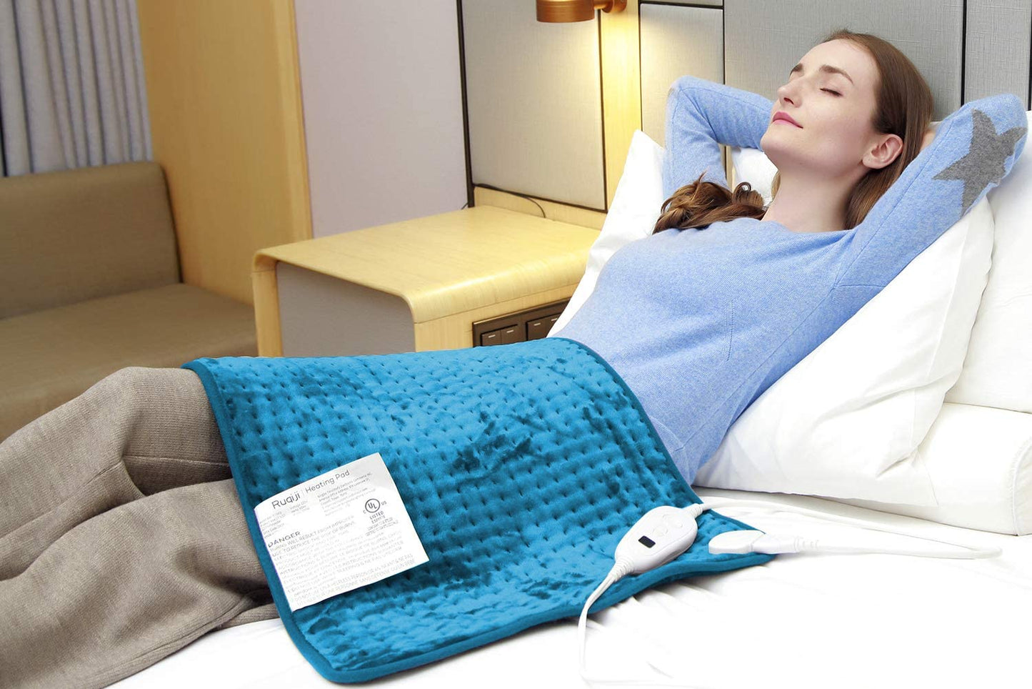 XXXL 17''X33'' King Size Heating Pad with Fast-Heating Technology&6 Temperature Settings, Flannel Electric Heating Pad/Pain Relief for Back/Neck/Shoulders/Abdomen/Legs
