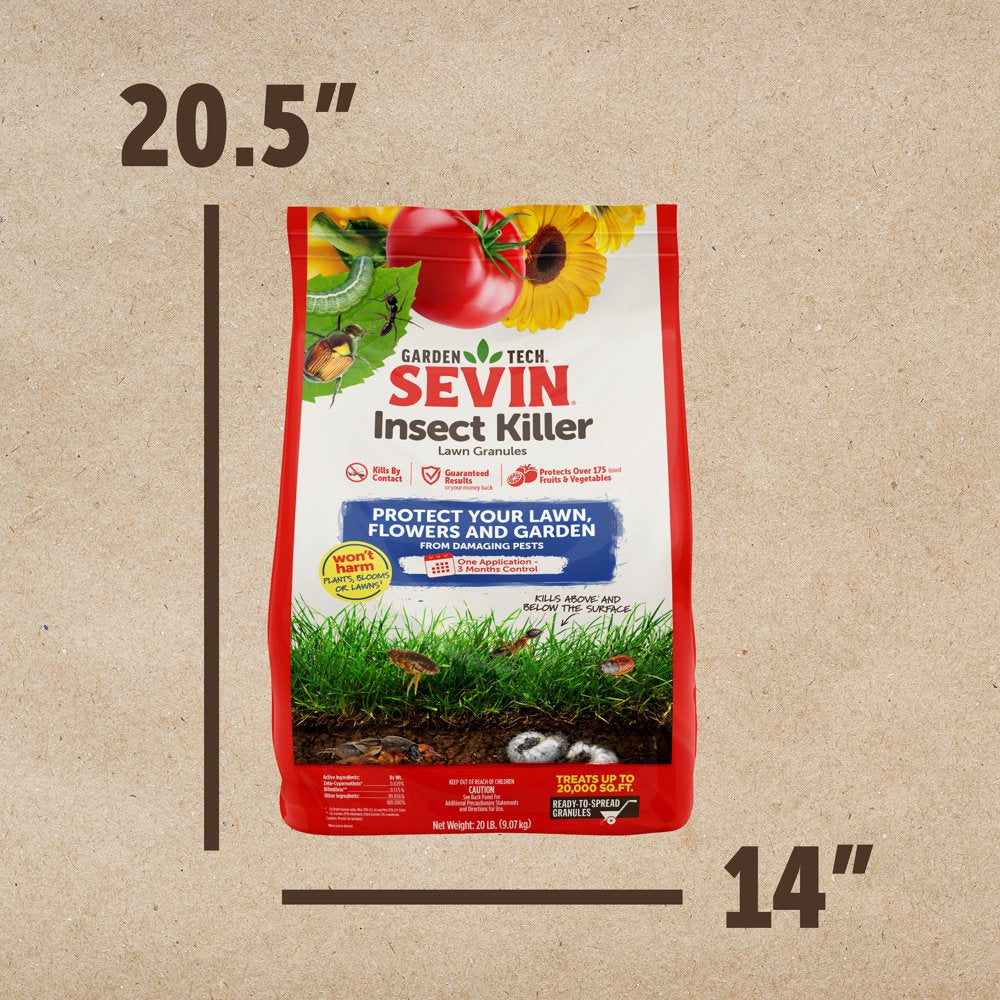 Sevin Insect Killer Outdoor Lawn Granules, 20 Lb. - Treats up to 20,000 Sq. Ft