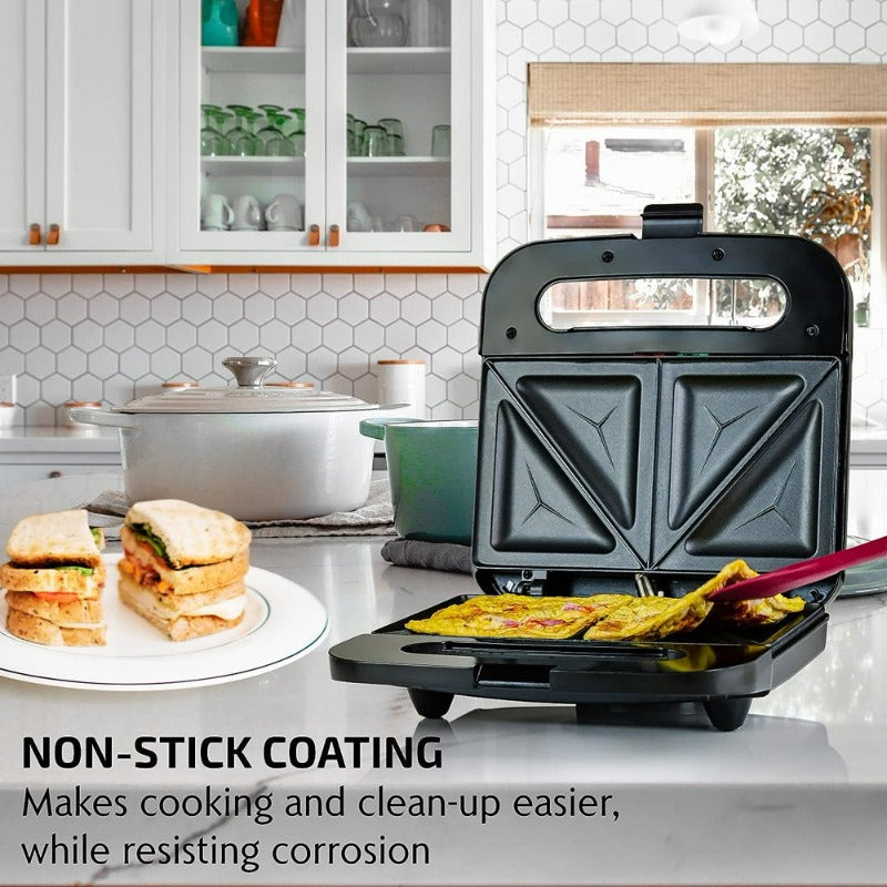Electric Sandwich Maker with Non-Stick Plates, Indicator Lights, Cool Touch Handle, Easy to Clean and Store