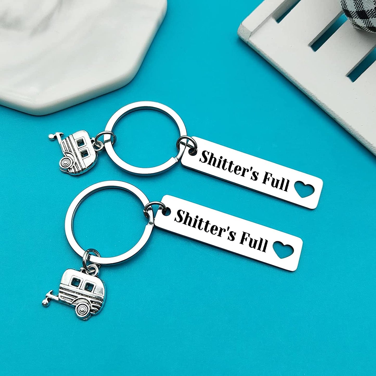 2pcs Happy Camper RV Keychain Camping Gifts for Men Women Camper Trailer