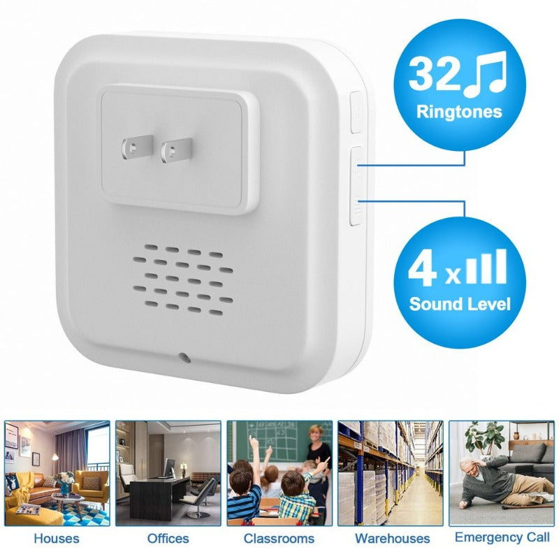Mini Waterproof Wireless Door Bell Operating at 1000 Feet with 32 Melodies,4 Volume Levels & LED Flash