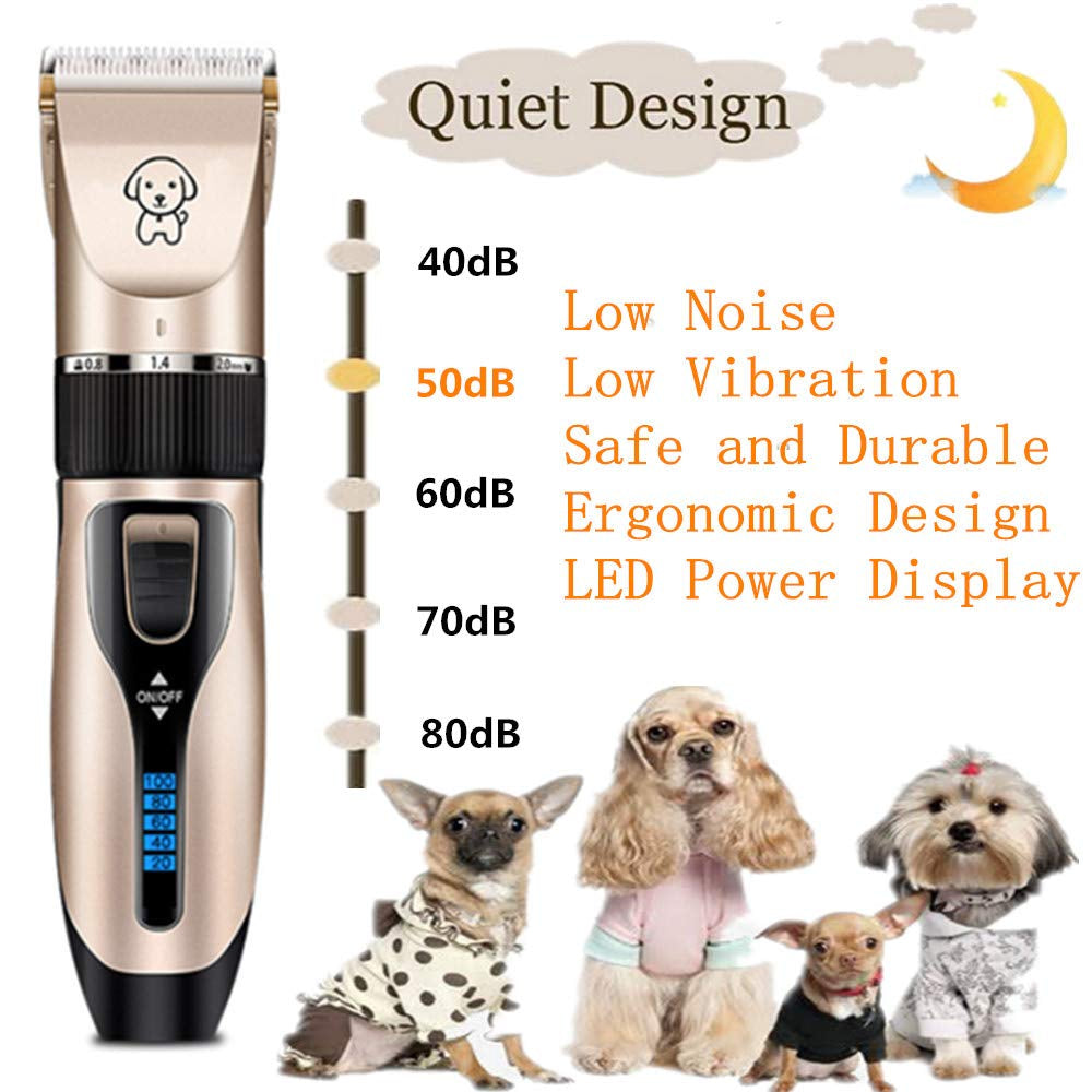 Professional USB Dog Clippers Low Noise Rechargeable Pet Trimmers Cordless Pet Grooming Kit Electric Pet Hair Clippers Dog Shavers with LED Display Nail Kits Replacement Blade
