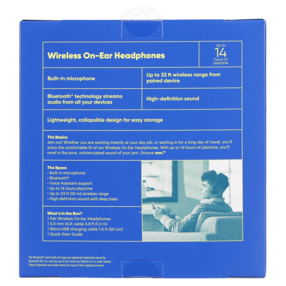 Wireless Bluetooth On-Ear Headphones - Blue