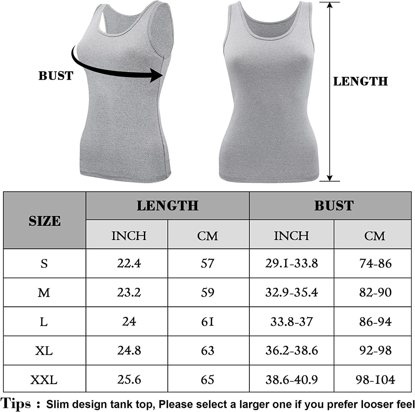 5 Pcs Basic Tank Tops for Women Undershirt Tank Top Sleeveless under Shirts
