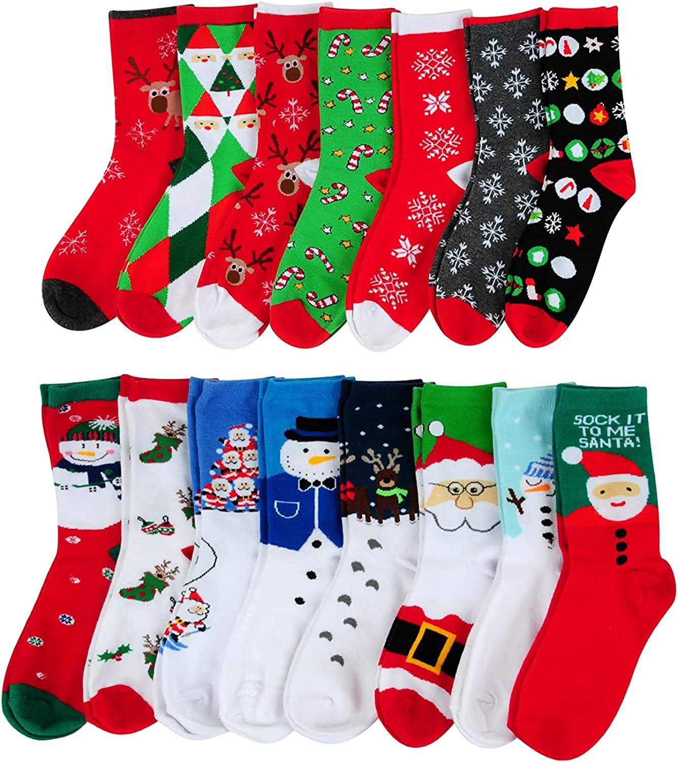 15 Pairs Women'S Christmas Socks Gifts for Women Girls Funny Novelty Colorful Cotton Holiday Crew Socks