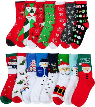 15 Pairs Women'S Christmas Socks Gifts for Women Girls Funny Novelty Colorful Cotton Holiday Crew Socks