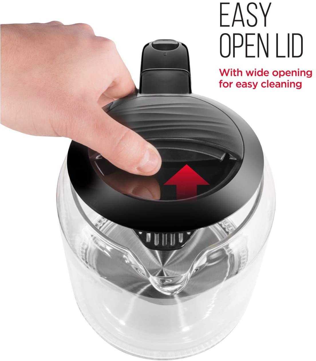 Chefman 1.7 Liter Electric Glass Tea Kettle, Fast Hot Water Boiler, One Touch Operation, Boils 7 Cups, Swivel Base & Cordless Pouring, Auto Shut-Off