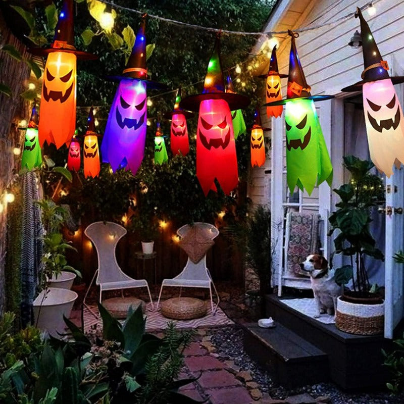 5 Pcs Halloween Witch Hat String Lights,Colored LED Lights Halloween Glowing Decoration for Yard Tree Garden Party Decor, Indoor and Outdoor