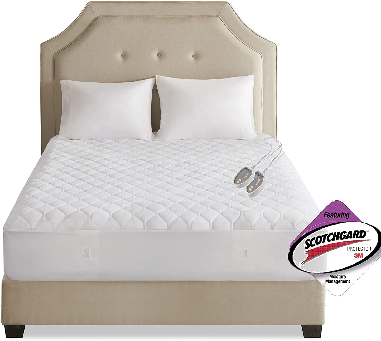 Beautyrest 3M Scotchgard Heated Mattress Pad - Electric Bed Warmer with 5 Heat Settings, 10 Hr Auto Shut off Timer, All around Elastic Deep Pocket, UL Certified, Machine Washable, White Full