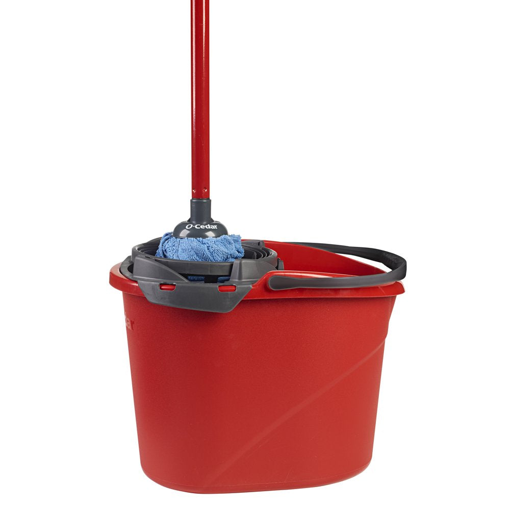 O-Cedar Quickwring Bucket, 2.5 Gallon Mop Bucket with Wringer, Red